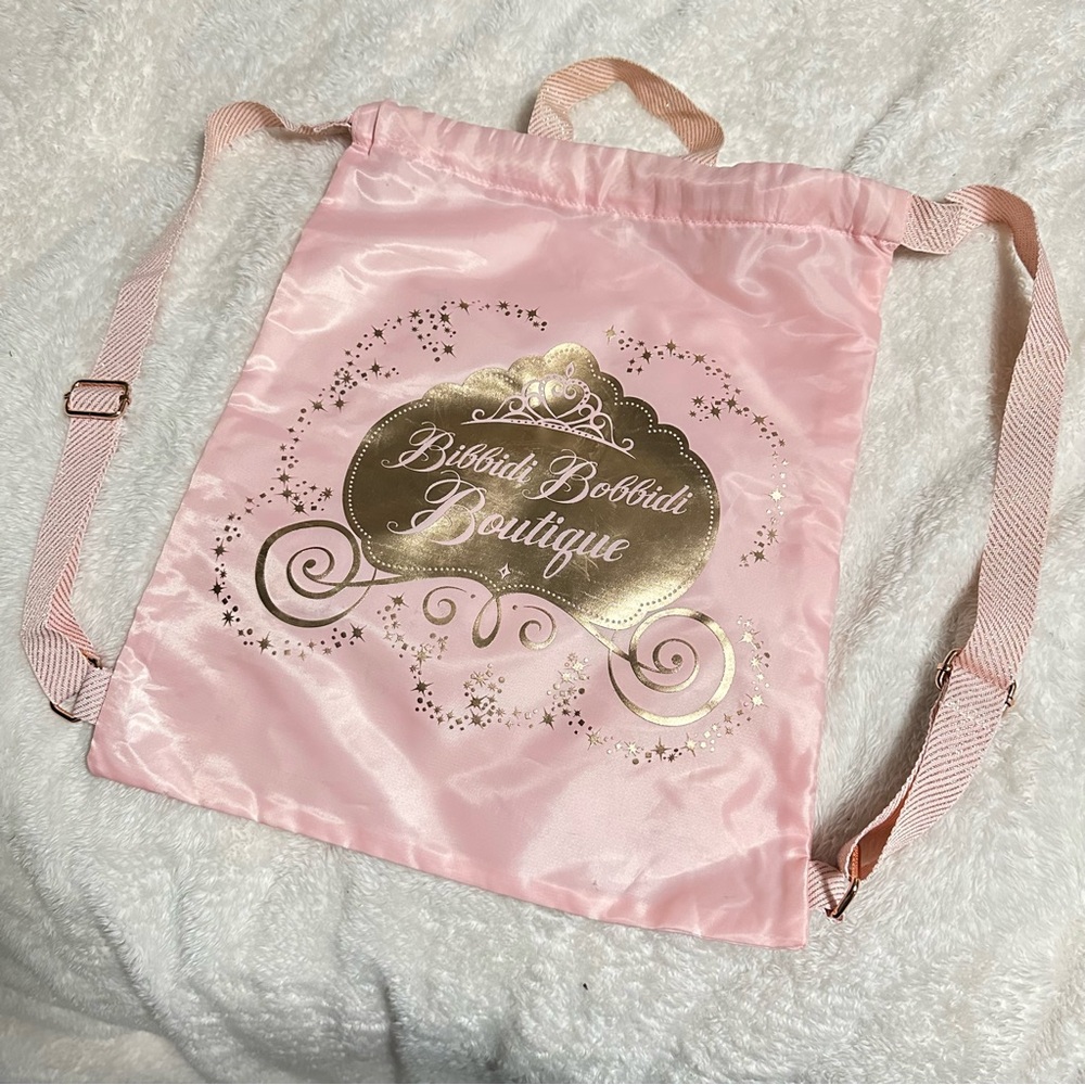 Bibbidi Bobbidi Boutique Disneyland Drawstring Bag 👑👛🏰 Pink and Rose Gold